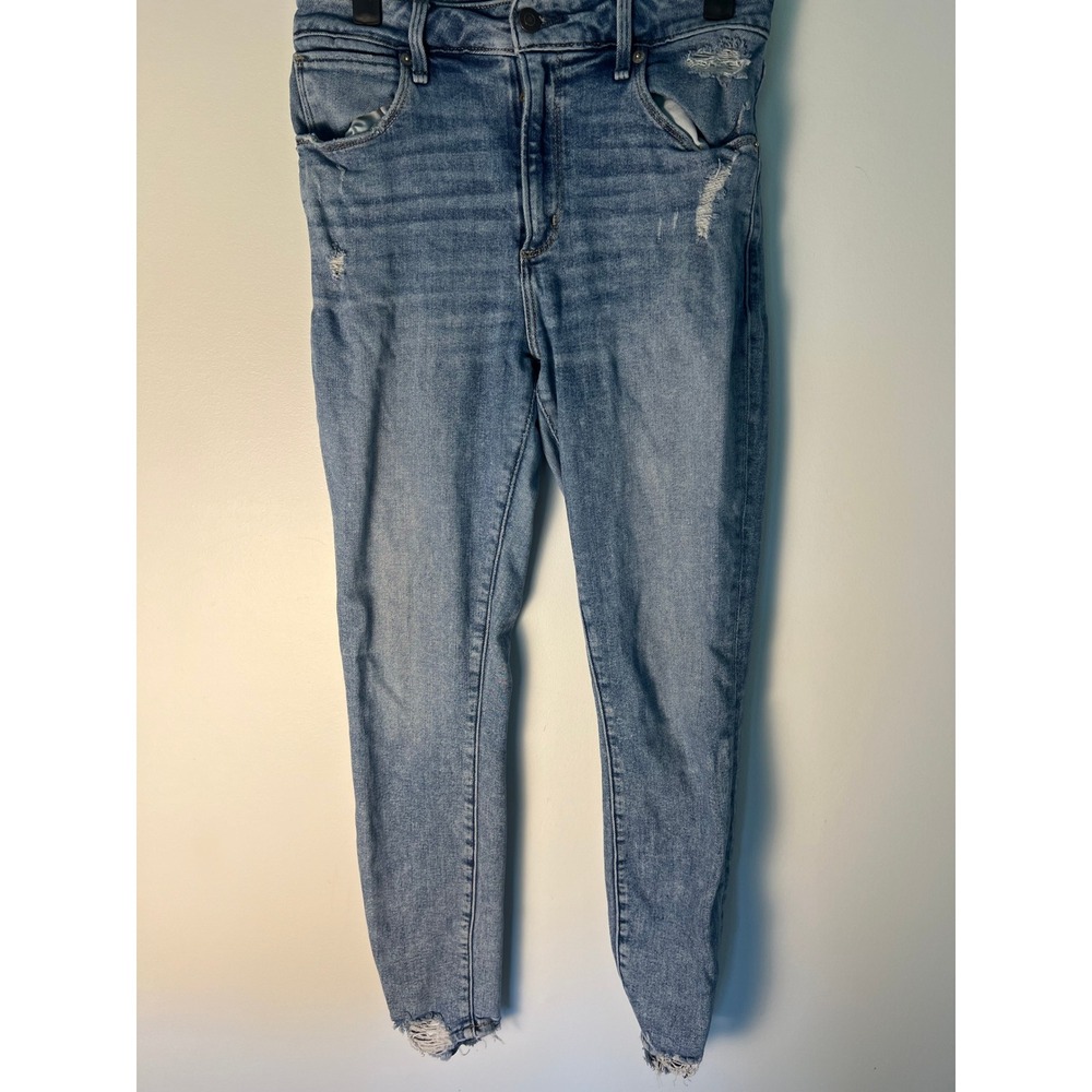 Abercrombie&Fitch 26/2R Super Skinny Ankle Distress Blue Jeans High Rise Raw Hem